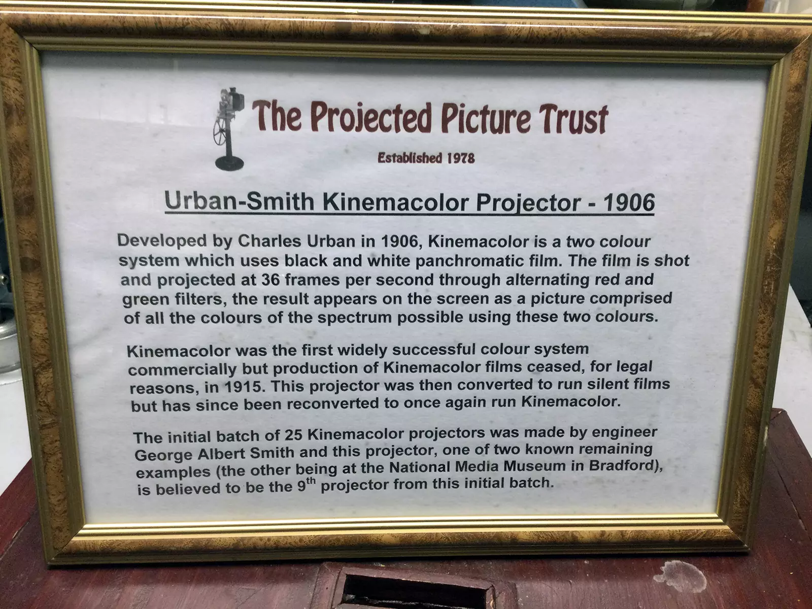 Information on the Kinemacolor projector